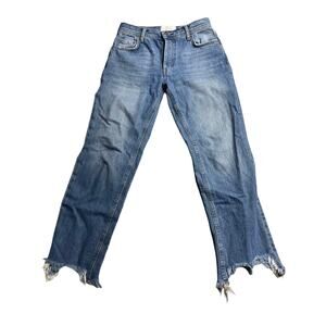 We the Free Free People Jeans Women's Size 25 Straight Leg Raw Hem Button Fly